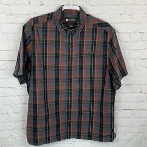 Alaskan Hardgear Mens L Short Sleeve Button Up Lightweight Plaid Outdoor Shirt